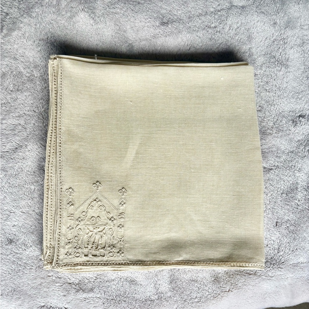 Antique Natural Linen Cutwork Napkins